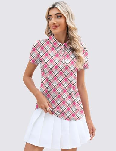 Image of TFSDOD Womens Golf Polo Shirts Collared Short Sleeve T Shirt Lightweight Moisture Wicking Polo Casual 3 Buttons Outfits