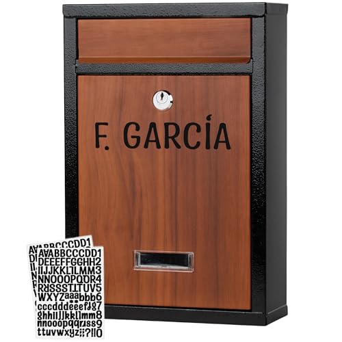 VESSONNA Buzon Exterior de Acero Tamaño M (DIN A4) | Buzones de Correos Exterior con Ventana de Visualización, Pegatinas Personalizables y Diseño Resistente a la Intemperie
