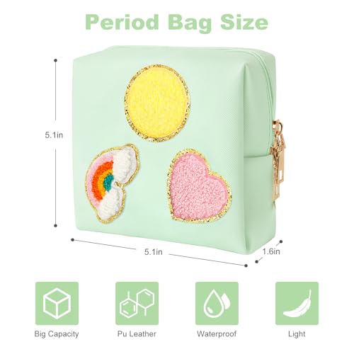 Image of airogym Period Bag for Women, Sanitary Napkin Storage Bag, PU Leather Sanitary Pad Bags for Panty Liners, Tampons, Menstrual Cup Pouches, Sanitary Pads Organizer with Zipper