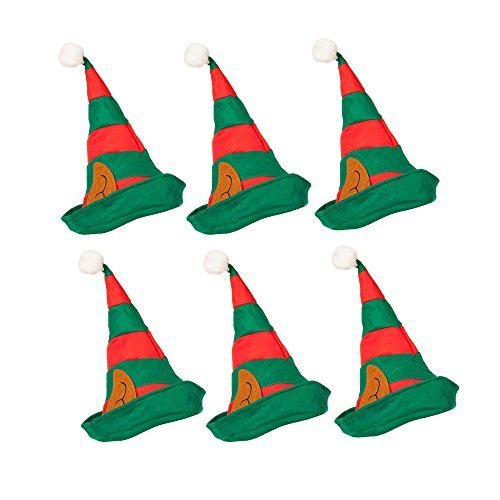 Preisvergleich Produktbild Robelli 6 Packung Gestreift Weihnachtselfe Hüte mit Ohren