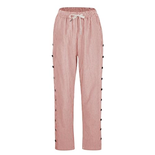 Womens Casual Pants, Striped High Waisted Wide Leg Trousers, Fashion Flattering Fit Breathable & Comfortable Pants3