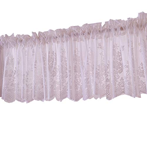 vctops Lace Sheer Kitchen Cafe Curtain Valance Floral Embroidered Rod Pocket Short Curtain for Small Window 1 Piece (51" x 16", Pink)