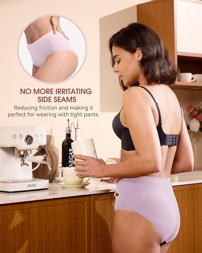 Image of BAMBOO COOL Women's Underwear Ladies Brief Seamless Panties Moisture Wicking Stretchy Full Coverage