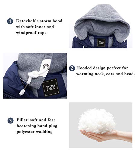 Zshow Women's Winter Padded Vest Removable Hooded Outwear Jacket (Navy, Medium) #TOP4