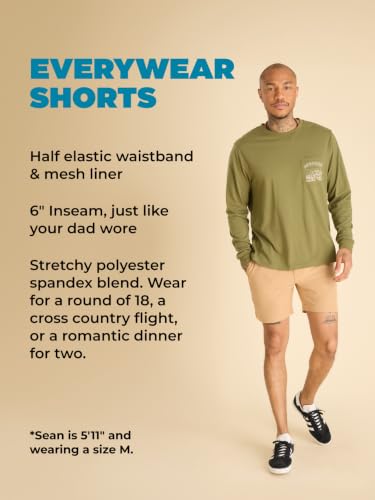 Image of Chubbies Everywear Men's Shorts - Mens Shorts Casual 6in Inseam, Elastic Waist, Water-Resistant, Zipper Pocket