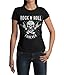 Modern Stylische Bekleidung Damen Shirt Motiv Rock n Roll T-Shirt Bones Tshirt Frauen Totenkopf Heavy Metal Rockige Kurzarm Horns Horn Grunge Clothes Vintage Punk Schwarz Weiß Rosa Grau (Schwarz, L)