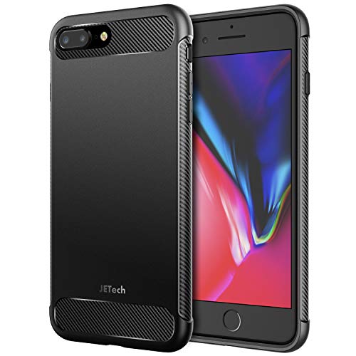 JETech Case for iPhone 8 Plus and iPhone 7 Plus, Protective Cover with Shock-Absorption and Carbon Fiber Design, Black