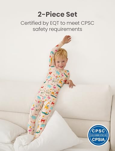 Image of PATPAT Bamboo Viscose Pajama Sets for Toddler Boys & Girls Baby Kids, Ultra-soft Snug fit Pjs Sleepers for Birthday Holiday