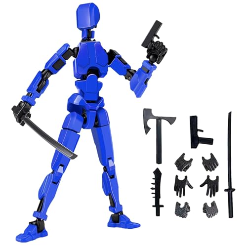 Image of Action Figure, Dummy 13 Action Figure Toys, Polyarticular Movable Titan 13 Action Figure Action, High Degree&Freedom Action Figures, 3D Printed Toys for Desktop Decor&Game Lovers (Blue)