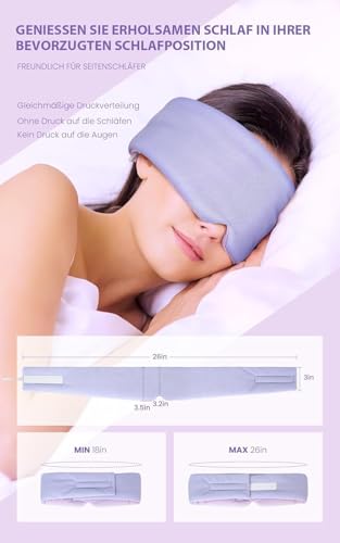 Schlafmaske für Frauen Herren, Seitenschläfer Schlafbrille Weich Bequem, Hautfreundlich & Atmungsaktiv Augenmaske