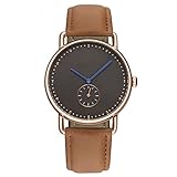 ITVIP Herren Damenmode Businessuhren blau Zweizeiger halbunabhängiger Sekundenzeiger einfache analoge Quarzuhr wasserdichte Klassische Lederarmbanduhr