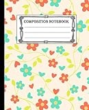 Cute orange flowers: Composition Notebook: Wide Ruled Lined Paper : Cute orange flowers Design Workbook for Girls Kids Teens Students and woman.