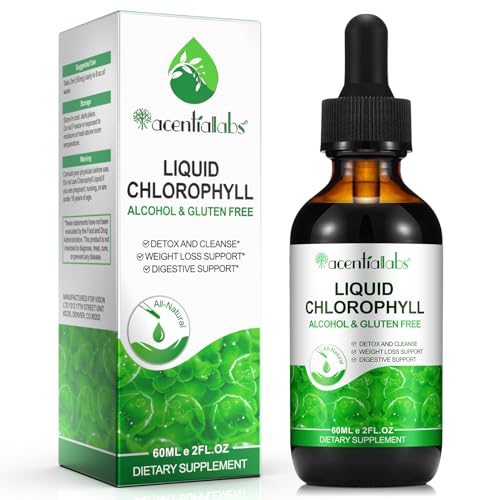 Chlorophyll Liquid Drops for Water 60ml High Strength Chlorophyll Liquid Supports for Body Cleansing Promoting Skin Health & Digestion Men & Women Mint Flavor