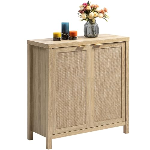 SICOTAS Rattan Sideboard with Adjustable Shelves