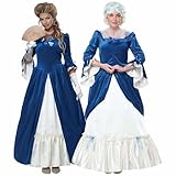 California Costumes Colonial Era Dress/Martha Washington Adult Costume, Medium Blue/White,Teal