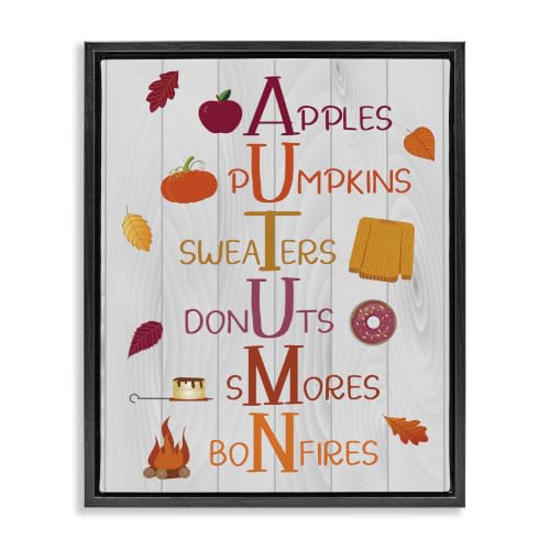 Autumn Letters Seasonal Words, 16 x 20 Inch Canvas in Floater Frame