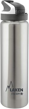 Laken Summit Stainless Steel Insulated Water Bottle with Sport Straw Cap and Lock, Leakproof, 25oz, Plain