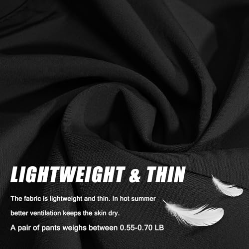 Athletic Pants for Men Water Resistant Quick Dry Lightweight Polyester Workout Warm Up Hiking Sweatpants with Pockets Black