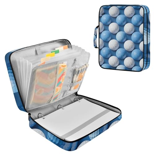 Carpeta expandible de pelotas de golf con cremallera A4 y 7 bolsillos azul y blanco 2