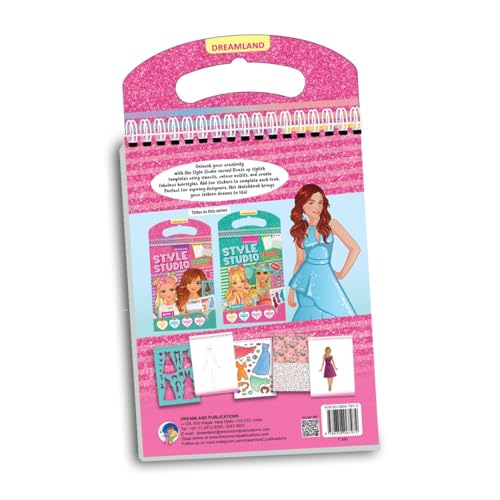 Image of Style Studio Fashion Sketch Activity Book 1 for Girls Age 4-8 years- Creative Design Kit with Sticker Sheets, Stencil Sheets, Dressing Paper & Sketch Pages | Fun DIY Activity Book