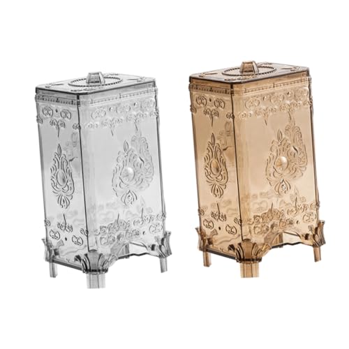 HIAKDOFT 2 pezzi Contenitore per Cotton Pad in Cotone Stile Europeo Dispenser per Dischetti Trucco con Apertura Inferiore Organizer da Tavolo Compatto per Bagno e Make-up Design Pulito e