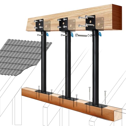 3 Pack 3.6" 304 Saddle Stainless Steel Roof Riser for Patio Pergola, Heavy-Duty 18-1/4 Inches High, Pergola Roofs Riser Beam Brackets, Adjustable Roof Riser Hardware, Black Finish (Stainless Steel)