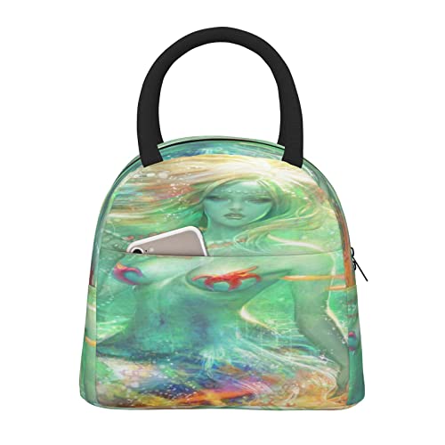 Bolsa de almuerzo aislada para mujeres y hombres, bolsa de almuerzo de sirena de verano,...