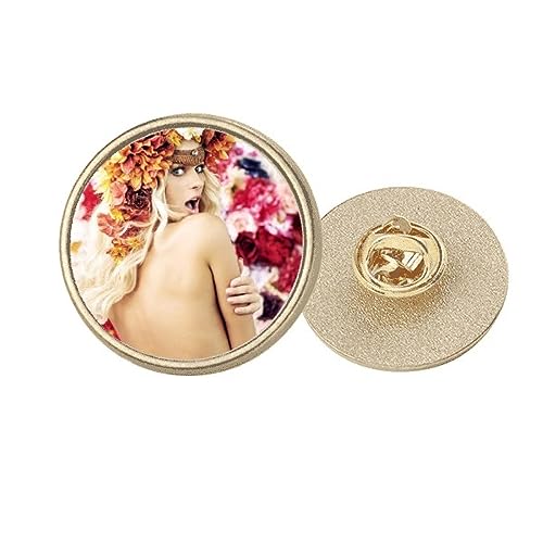 Broche ronde en métal doré fleurs M pour femme enthousiaste