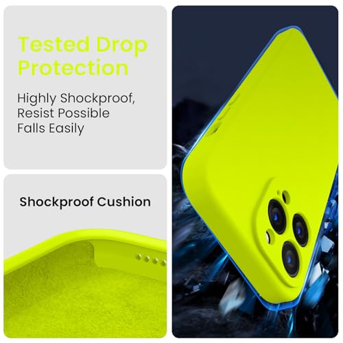 Image of FireNova Designed for iPhone 14 Pro Case, Silicone Upgraded [Camera Protection] Phone Case, Soft Anti-Scratch Microfiber Lining Inside, 6.1 inch,Fluorescent Green