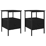 Eleganz Juego de 2 mesitas de noche de roble negro, mesa auxiliar moderna de madera para dormitorio y salón, diseño estable y que ahorra espacio (34 x 36 x 50 cm)