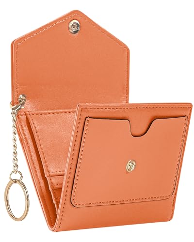 Gostwo Womens Wallet RFID Blocking Small Wallets Woman Credit Card Holder Trifold Ladies Wallets with Coins Zipper Pocket, Orange, Modern