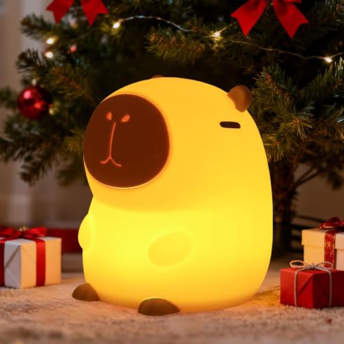 Image of Rytinazzz Silicone Night Light for Kids, 50H Long Battery Capybara Lamp, Gift for Kids, Rechargeable Tap Control, Soft Dimmable Nursery Light