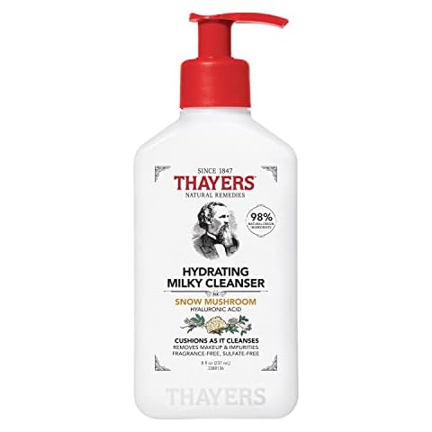 Thayers Milky Face Cleanser with Snow Mushroom, Hyaluronic Acid - Gentle, Hydrating, Dermatologist Recommended for Dry, Sensitive Skin - Paraben Free, 8 oz Cover