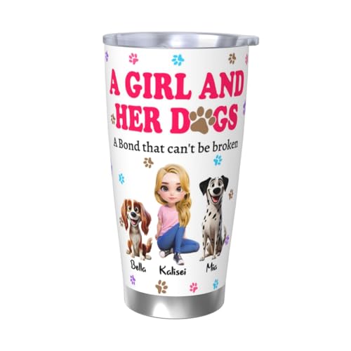 NOONATIVE Insulated Tumbler with Girl and Dog Bond Design - Perfect Birthday or Mother's Day Gift for Dog Lovers