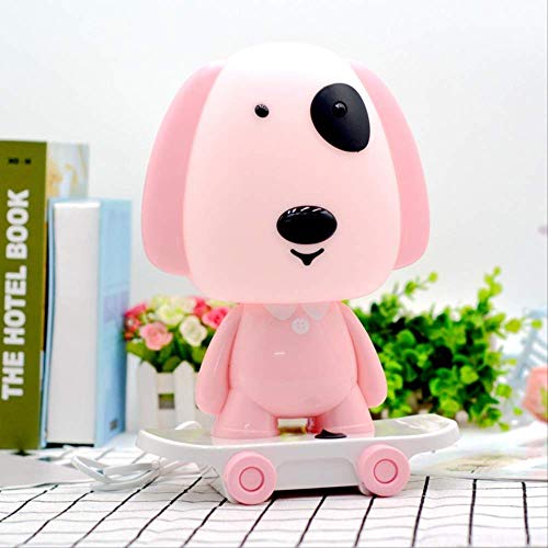 Preisvergleich Produktbild Gpzj Nachtlicht, Cute Skateboarding Cute Dog Plug-in Nachtlicht Student Nachttischlampe Schreibwaren Pink