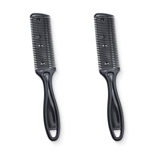 IOURVYA 2pcs Doble Lado del Pelo Adelgazador del Pelo Lateral Cortador de Pelo Peine de la Maquinilla de Afeitar