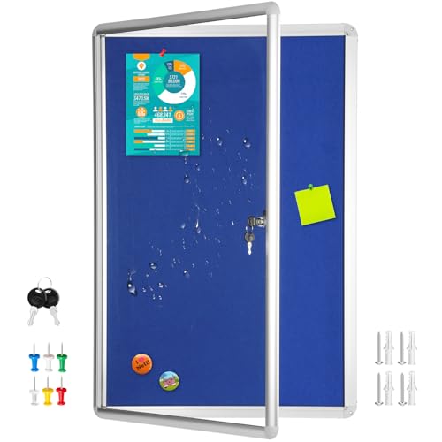 Magula 36"x24" Enclosed Bulletin Board Tamper-Proof Dispaly Case, Aluminium Frame, Shatter Resistant Lockable Bulletin Board, Lockable Noticeboard for School, Office, Commercial, Hospital etc