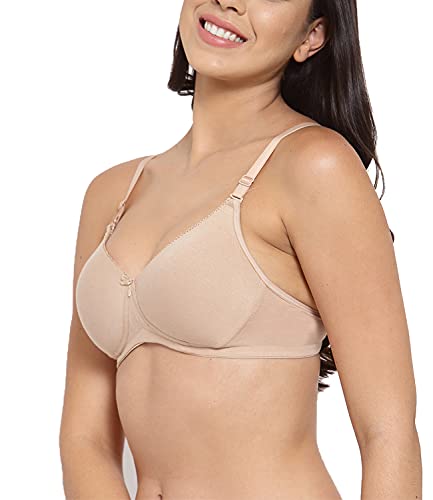 Image of Inner Sense Women's Soft Organic Cotton Bamboo Bra for Women I Comfortable, Padded, Wire Free, Smooth Straps, High Coverage Everyday Tshirt Bra for Women |
