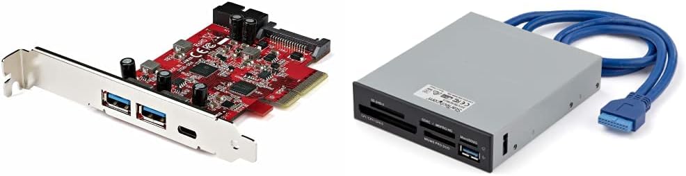 StarTech.com 5-Port USB PCIe Card & .com USB 3.0 Internal Multi-Card Reader with UHS-II Support