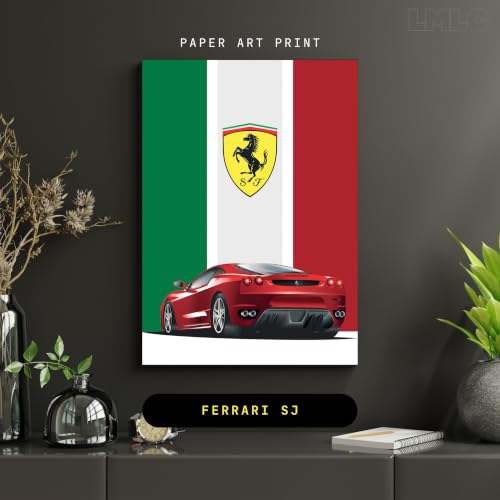 Image of Live Mad Live Crazy Ferrari Portrait Single Wall Paper Poster, A3 Size, 16.5L X 11.7W Inches Unframed Art Prints - Home, Bedroom, Living Room & Decor - Aesthetic, Matt Finish, Frame Not Included