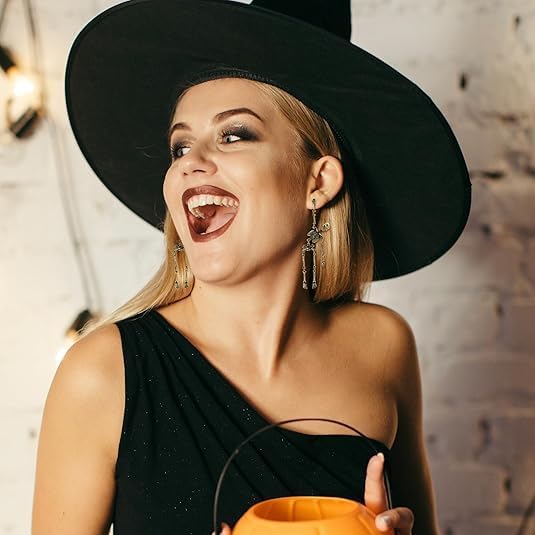 Halloween Skull Earrings For Women, Spooky Skull Skeleton Dangle Earrings for Women Gothic Punk Halloween Party Ear Jewelry - Image 6