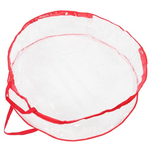OUNONA Large Capacity Wreath Storage Bag for Christmas Garland Transparent Holder with Zipper Convenient Present Packing and Protection for Seasonal Decorations