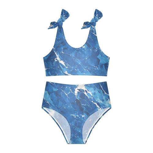 KLL Dark Blue Marble Girls' Two Piece Bikini Sets Beach Swimsuits Swimming Suits Adjustable Strap3