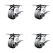 Heavy Duty Large Top Plate Thermo Rubber Flat Tread Swivel Caster w/Main. Free Bearings Set of 4 w/4" x 2" Gray Wheels - Includes 4 Swivel w/Side Lck Brakes - 1200lbs Total Cpty - Service Caster Brand