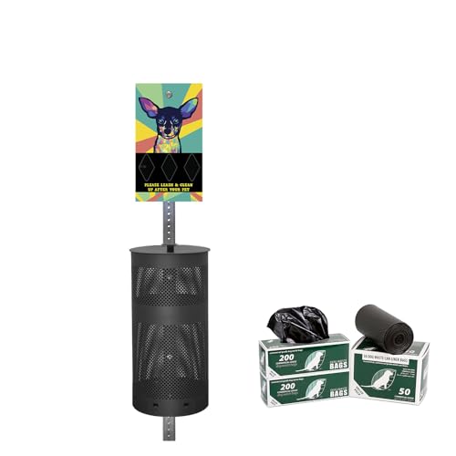 Dispense-Art™ Collection Pop Art Dogs - Mini Pinscher - Custom UV Printed Design on Rust-Proof Aluminum 5' Low-Profile Dog Waste Station with 400 Dog Waste roll Bags