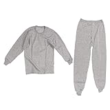 Kikumi Traceless Men's Thermal Underwear Set Warm Comfortable Lightweight Round Neck Long Top and Knickers, bright grey (ral 7035), One Size