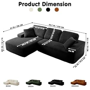 Modular Sectional Sofa, Convertible Sofa Bed, No Assembly Required Cloud Couch with Deep Seat, Modern L-Shaped Boneless Sofa for Living Room (Black) — photo 2 of 6