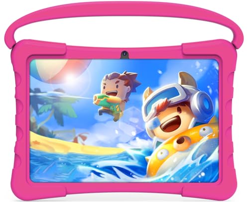RliyOliy Kids Tablet, 10 inch Tablet for Kids 3GB+64GB, 512GB Expand, Android 12 Toddler Tablet with 8000mAh, Bluetooth 5.0, WiFi, GMS, Parental Control, Dual Camera, Educational, Pink