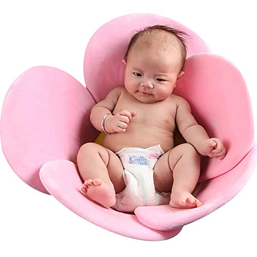 Image of Yinrunx Baby Bathtub Sponge Mat Newborn Baby Boys Girls Foldable Soft Flower Petal Shape Cylinder Mat Baby Shower Support Mat Bath Mat (Suitable for 0-3T Babies)