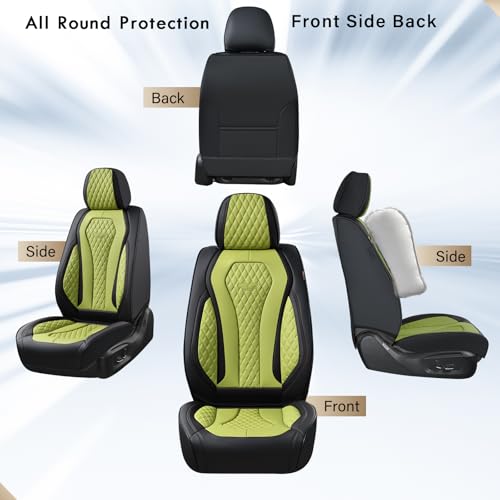 Image of Coverado Seat Covers Front Seats, Green Car Seat Covers 2 Pack, Driver Seat Cover, Luxury Automotive Seat Covers, Car Seat Cushion, Front Car Seat Covers Leather Seat Protector Fit for Most Cars